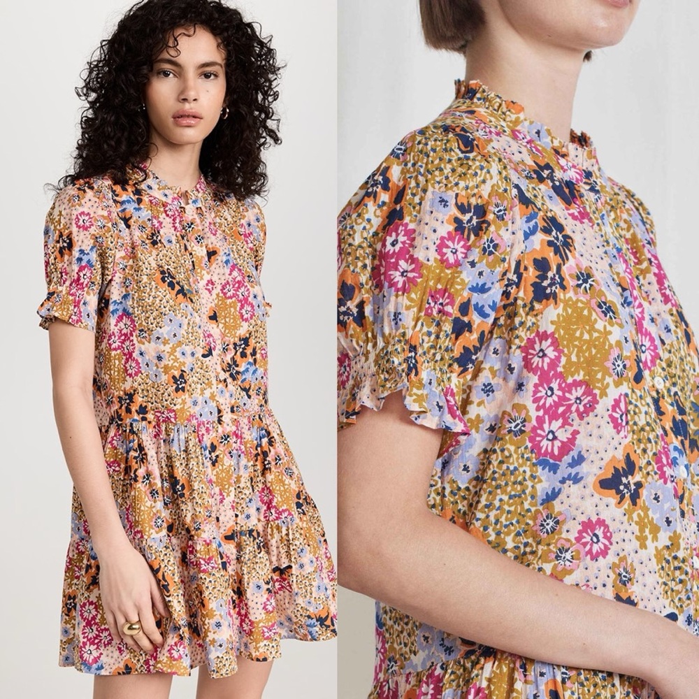 Apiece Apart Las Alturas Floral Ruffle Mini Dress
